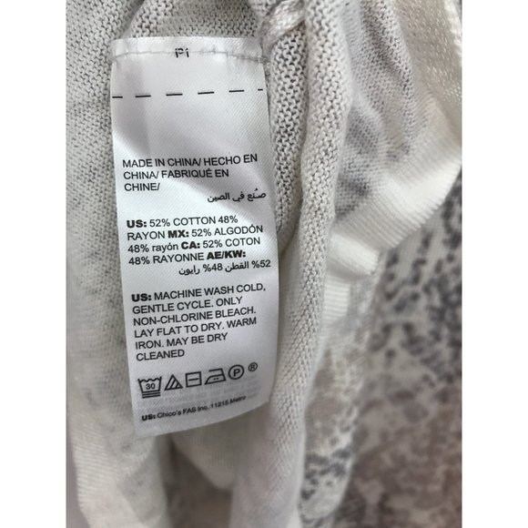 Chico's Mock Neck Zip Back Snake Print Knit Sweater Top Size 2 (12) - Picture 6 of 7